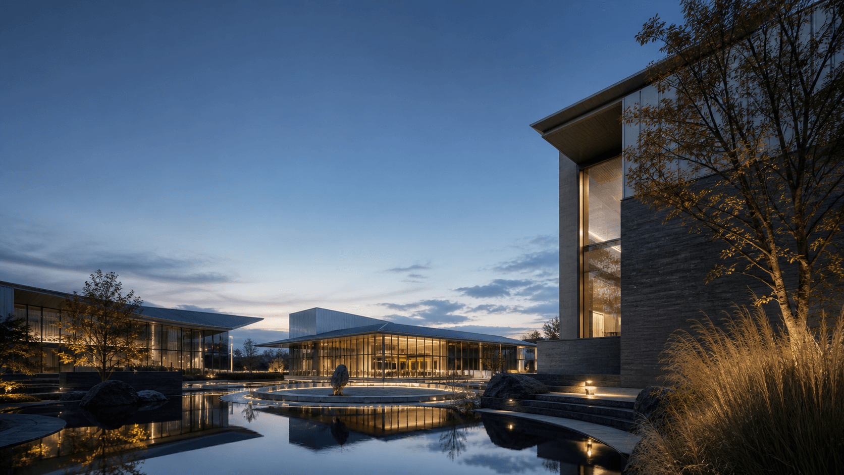 Original twilight visualization of the fictional CATALYST innovation campus