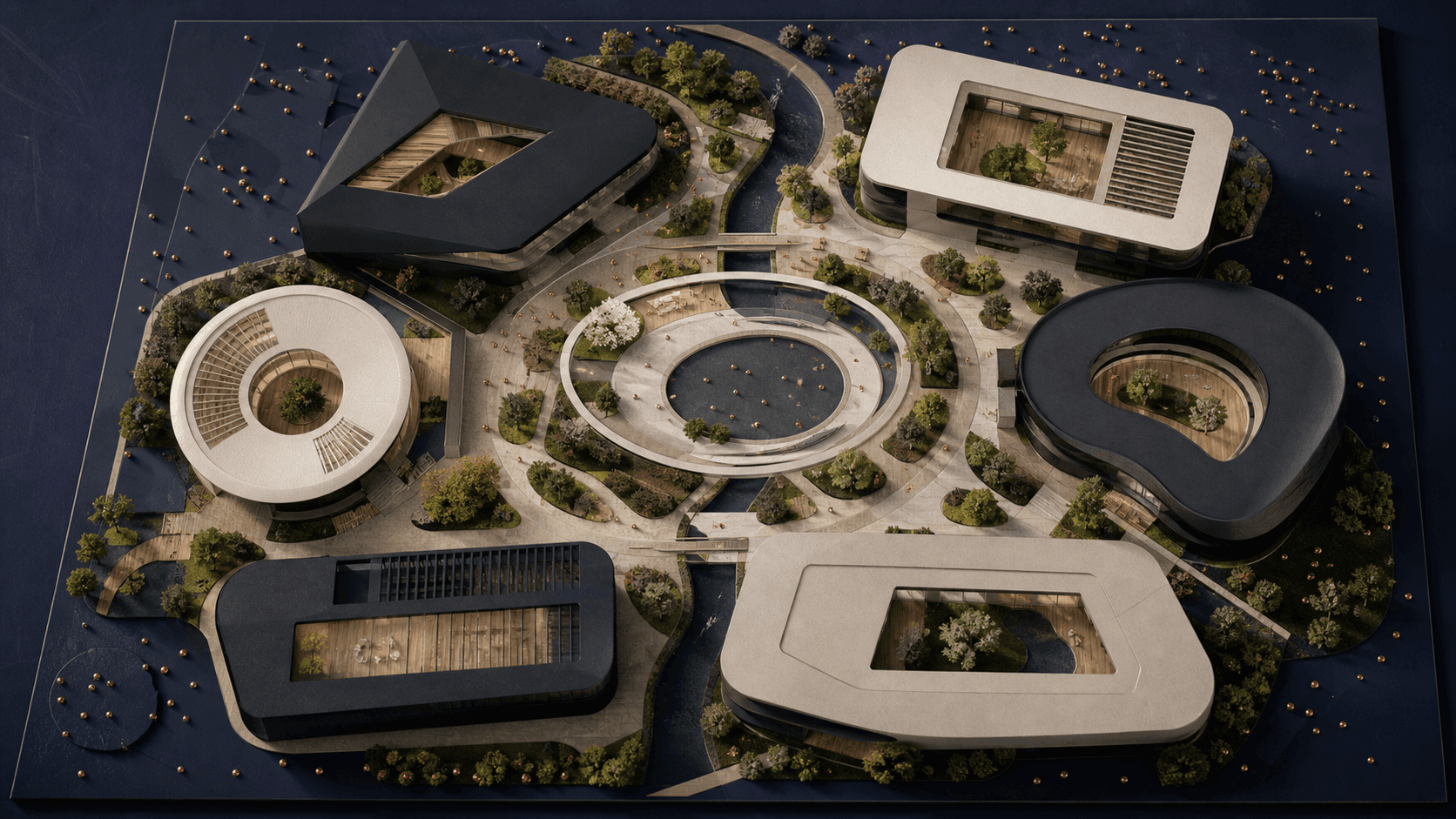 Original top-down physical model of the fictional CATALYST campus