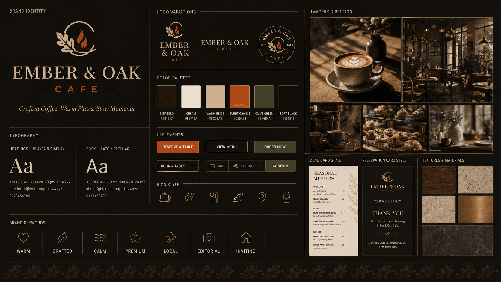 Brand Kit for Ember and Oak Cafe